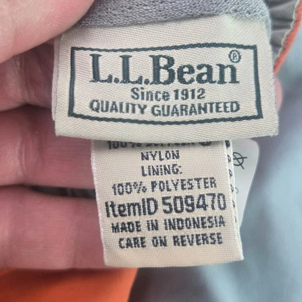 LL Bean Swim Trunks Supplex Nylon Colorblock M Orange Blue Tan Mesh Lined 509470